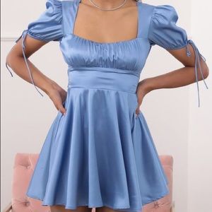 Lucy in the Sky Gracie Dress in Blue Satin, size XS.